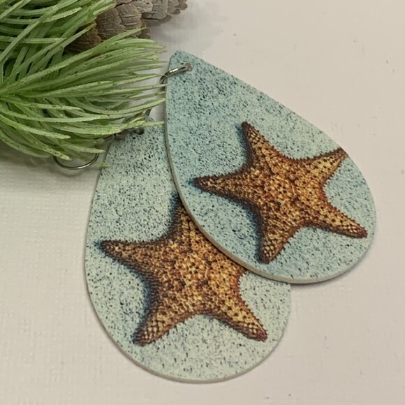 Turquoise Earring, Starfish Earring, Beach Earring, Gift Idea, Nautical Earring - Picture 5 of 7
